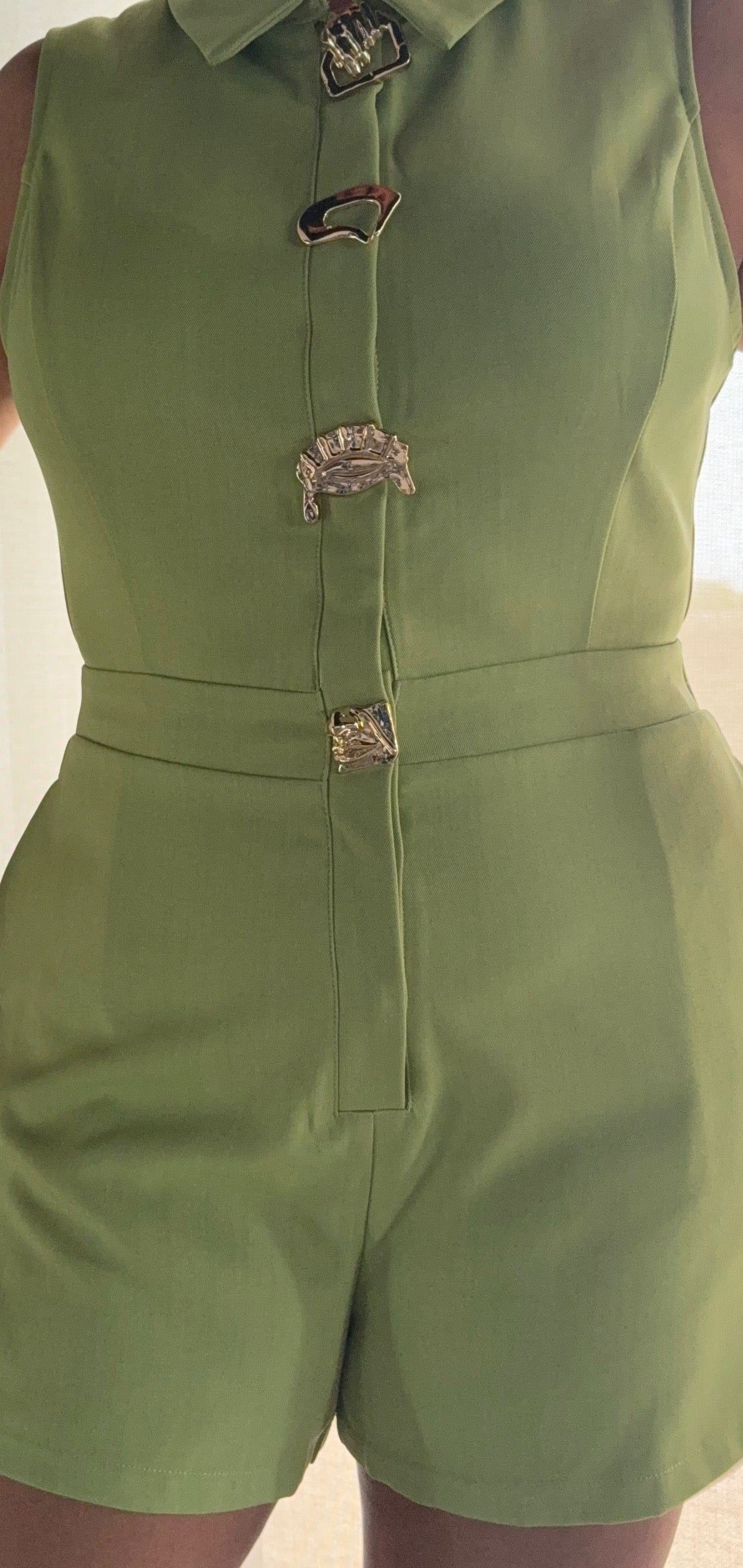 Gold Button Detail Romper