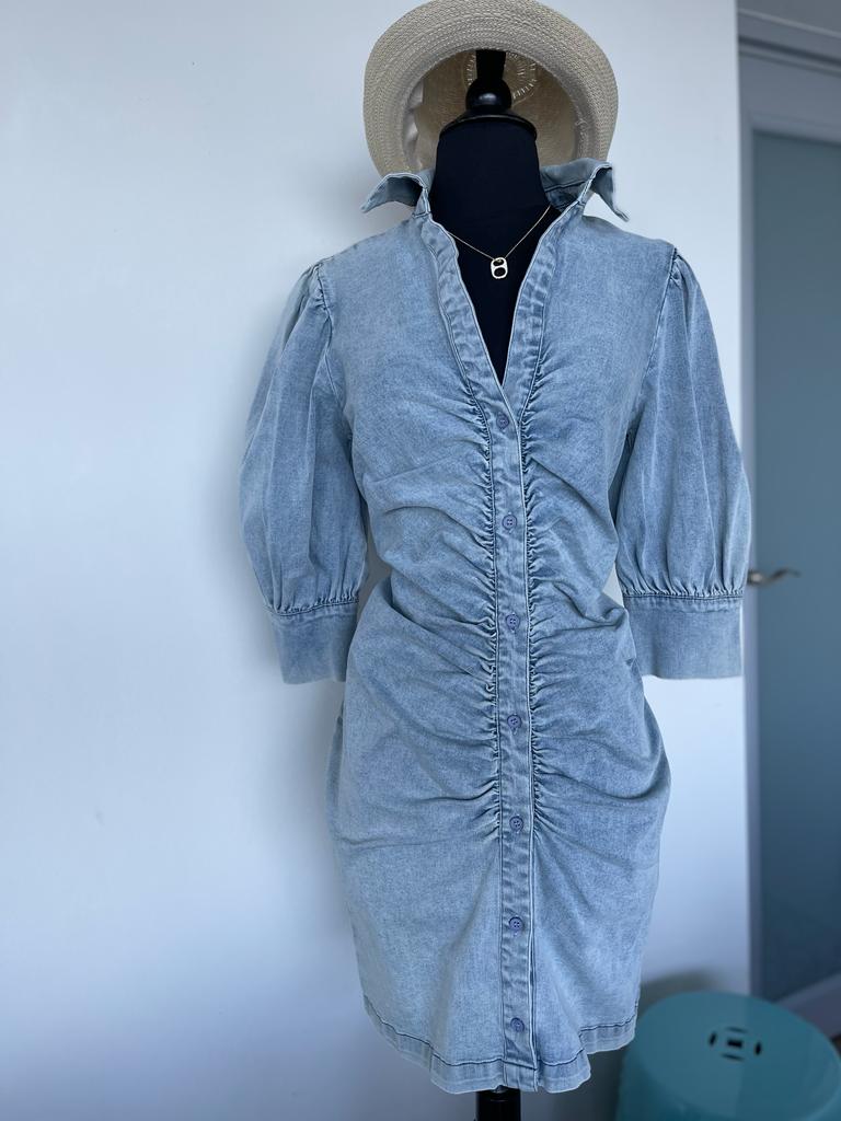 Denim Button Mini Dress