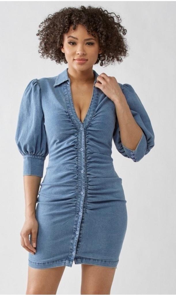Denim Button Mini Dress
