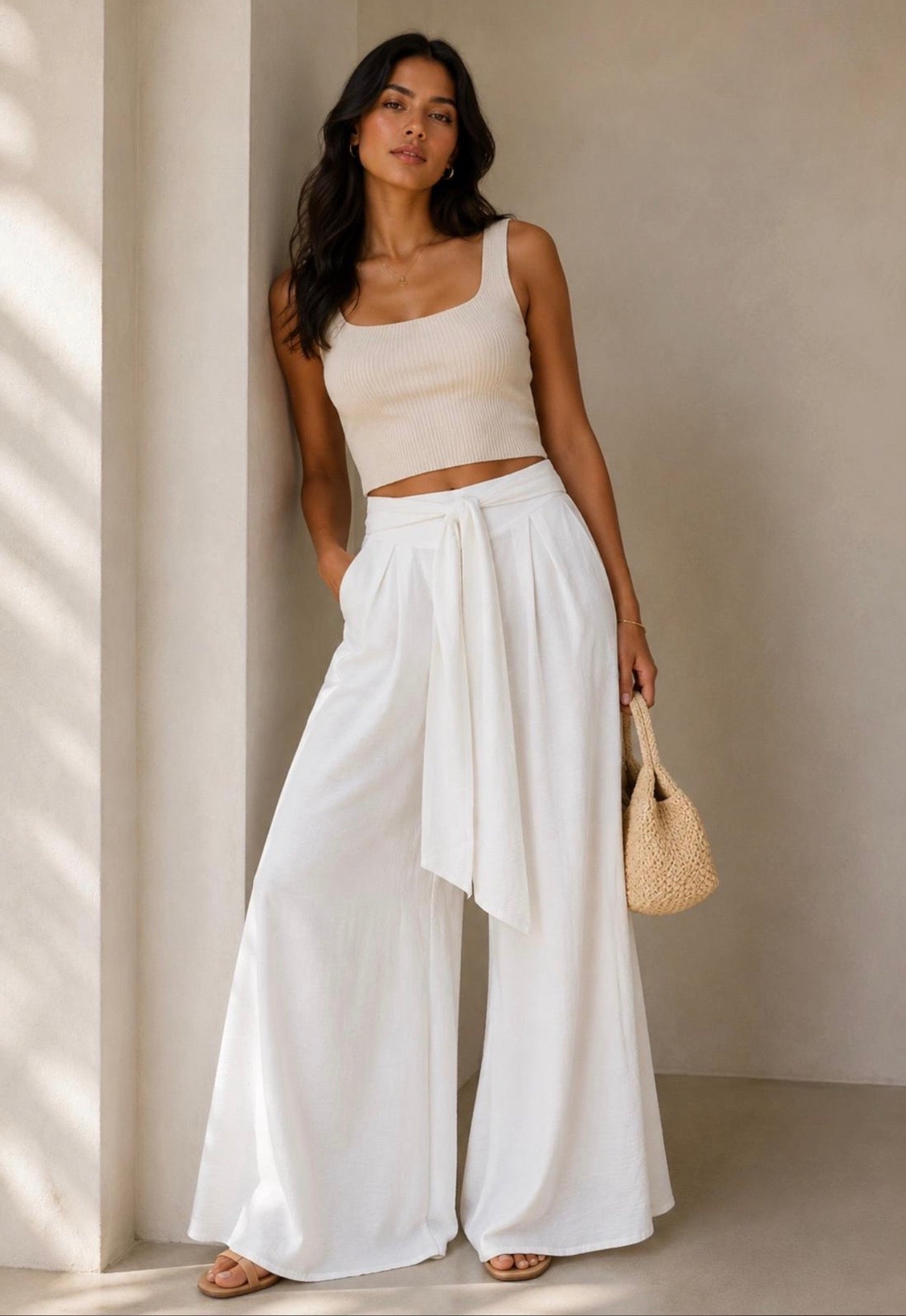Adelaide Tie Front Wide Pants