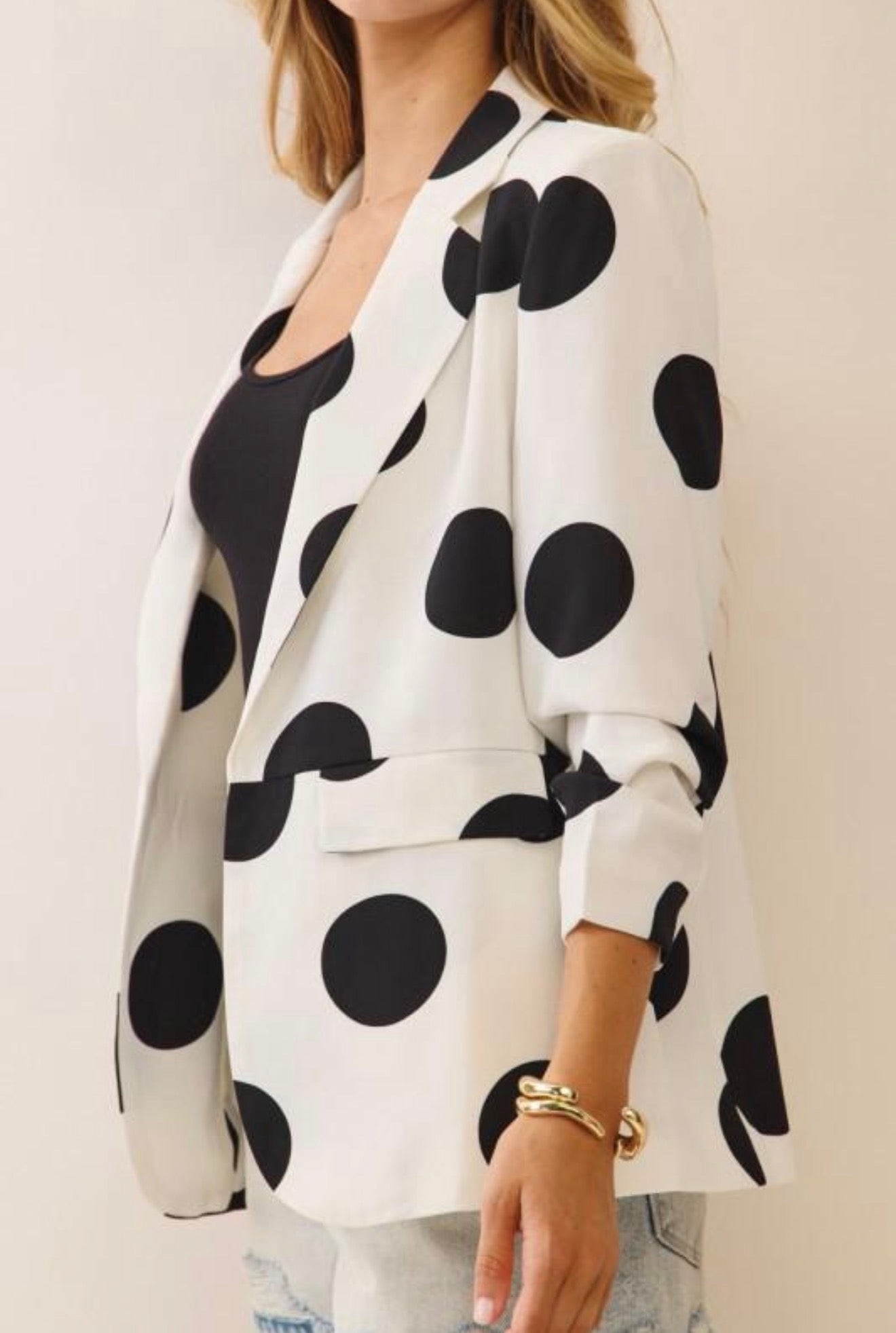 Polka Dot Cropped Blazer