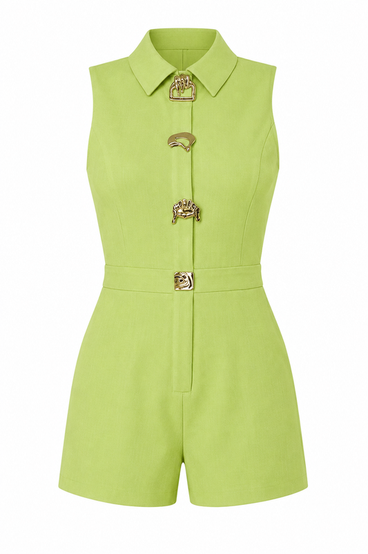 Gold Button Detail Romper