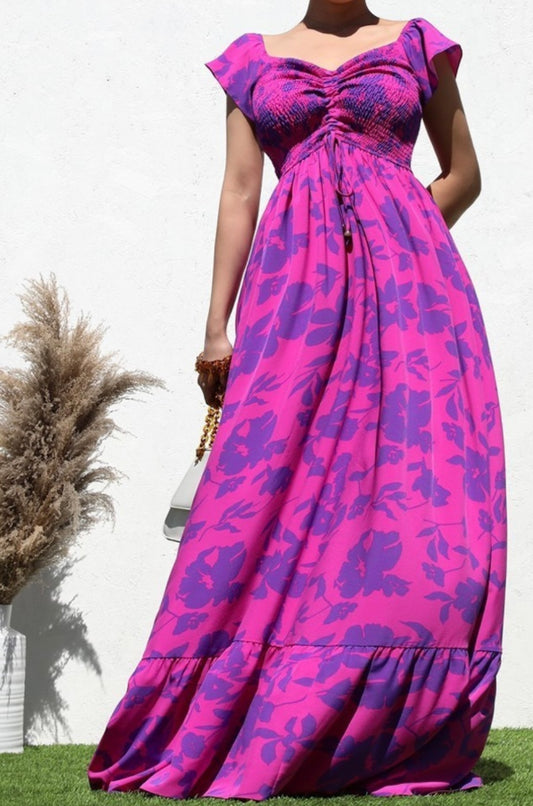 Stitch Magenta Maxi Dress