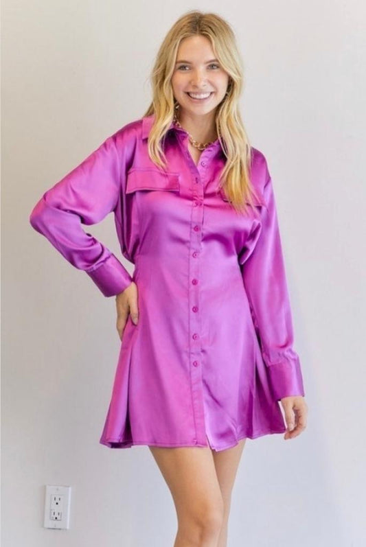 Satin Magenta Sweet Dress